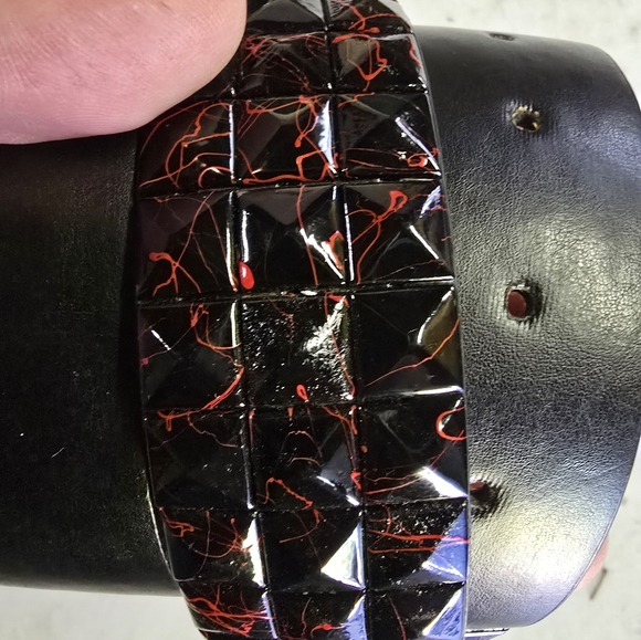 Vintage Black splatter Tile Belt - Picture 2 of 6